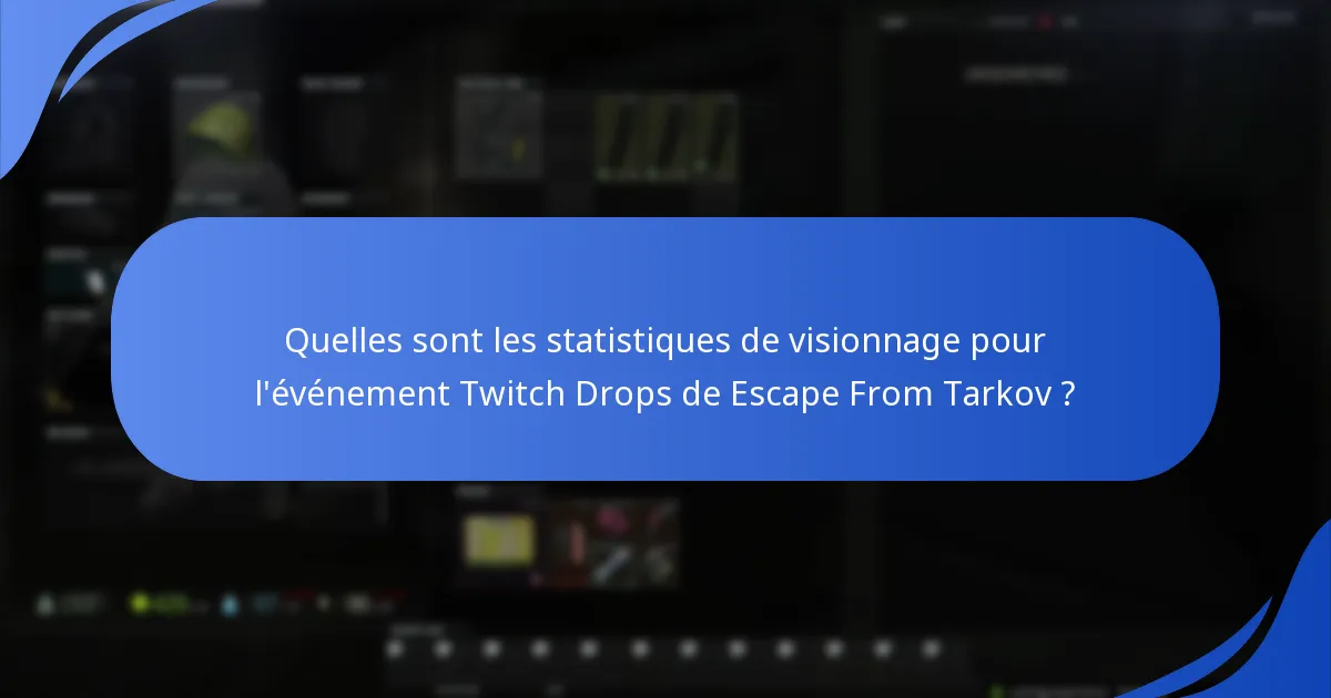 Quelles sont les statistiques de visionnage pour l’événement Twitch Drops de Escape From Tarkov ?